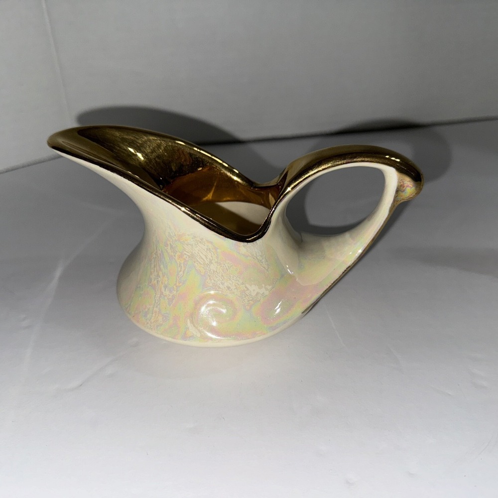 Vtg 22 Karat Gold Leaf Creamer & Open Sugar Pearl China Co 1950's Lusterware - Picture 4 of 11